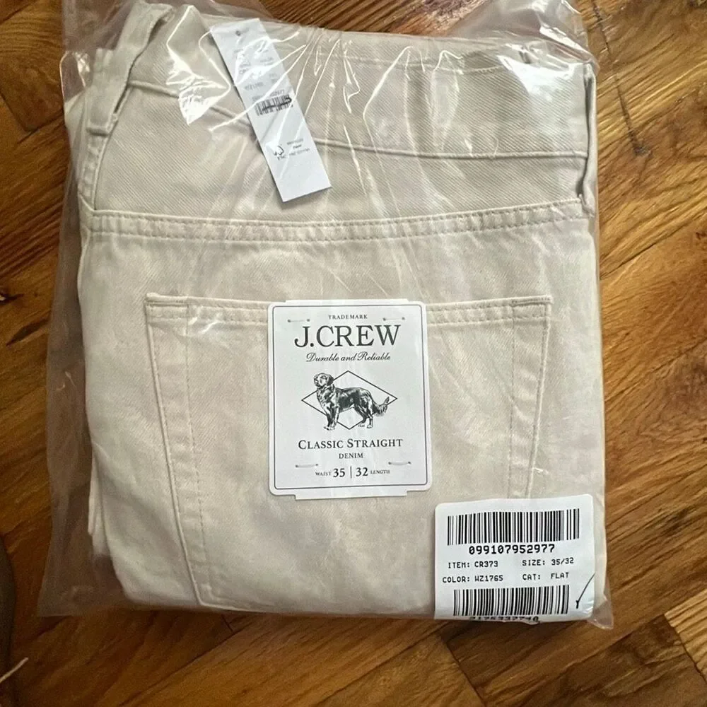 J. Crew Classic Straight jean in natural seeded denim  NWT 35/32